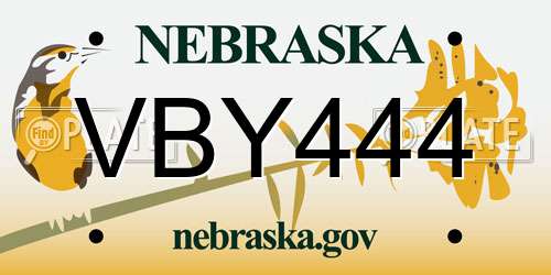 VBY444 Nebraska License Plate
