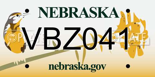 VBZ041 Nebraska License Plate