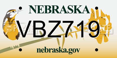 VBZ719 Nebraska License Plate