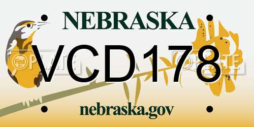 VCD178 Nebraska License Plate