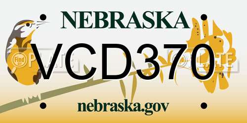 VCD370 Nebraska License Plate