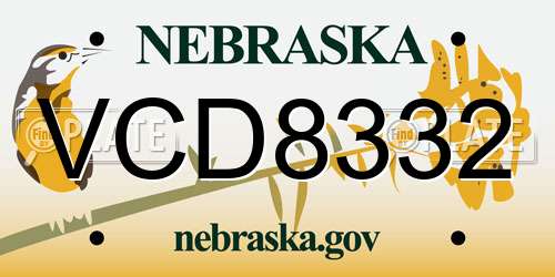 VCD8332 Nebraska License Plate