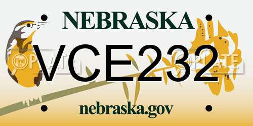 VCE232 Nebraska License Plate