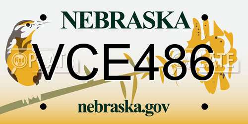 VCE486 Nebraska License Plate