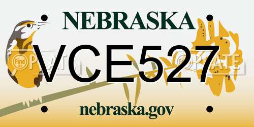 VCE527 Nebraska License Plate