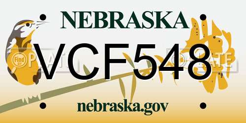 VCF548 Nebraska License Plate