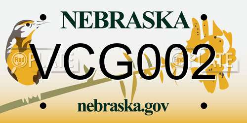 VCG002 Nebraska License Plate