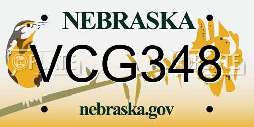 VCG348 Nebraska License Plate