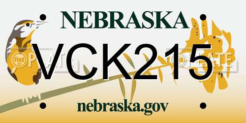 VCK215 Nebraska License Plate