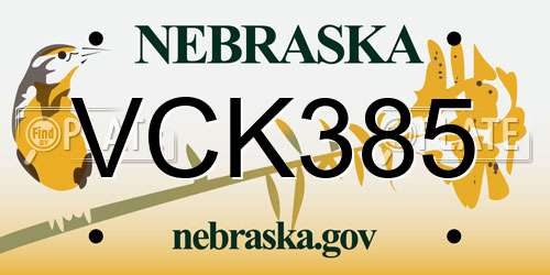 VCK385 Nebraska License Plate