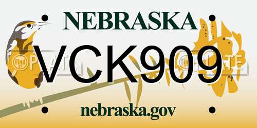 VCK909 Nebraska License Plate
