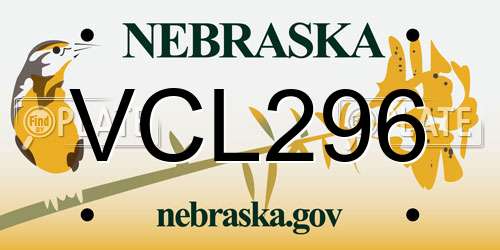 VCL296 Nebraska License Plate