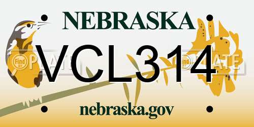 VCL314 Nebraska License Plate