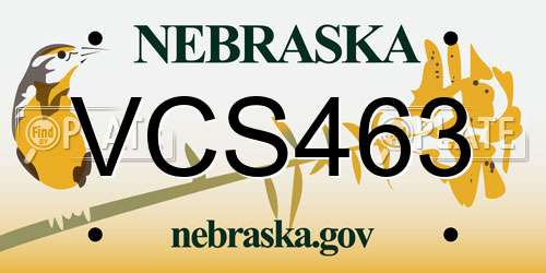 VCS463 Nebraska License Plate