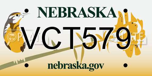 VCT579 Nebraska License Plate
