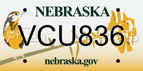 VCU836 Nebraska License Plate
