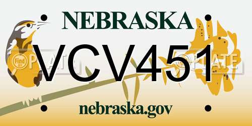 VCV451 Nebraska License Plate
