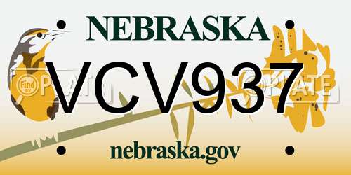VCV937 Nebraska License Plate