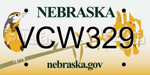 VCW329 Nebraska License Plate