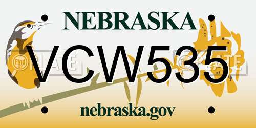 VCW535 Nebraska License Plate