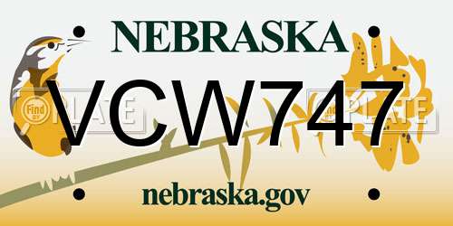 VCW747 Nebraska License Plate
