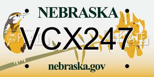 VCX247 Nebraska License Plate