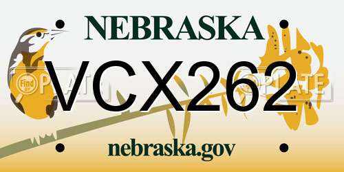 VCX262 Nebraska License Plate