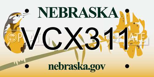 VCX311 Nebraska License Plate