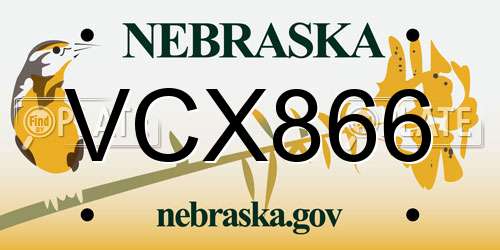 VCX866 Nebraska License Plate