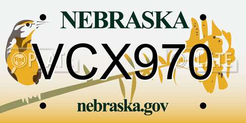 VCX970 Nebraska License Plate