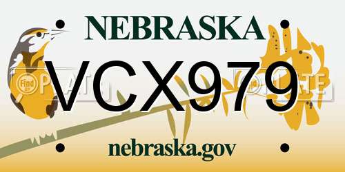 VCX979 Nebraska License Plate