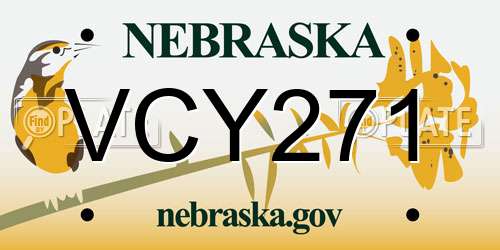 VCY271 Nebraska License Plate