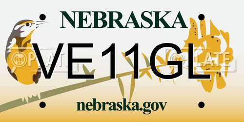 VE11GL Nebraska License Plate