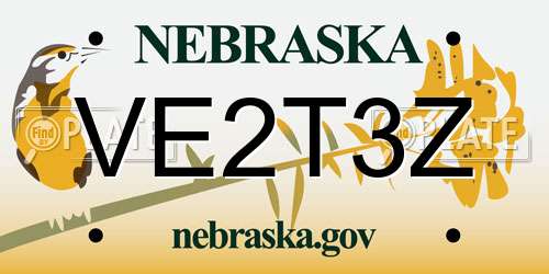 VE2T3Z Nebraska License Plate
