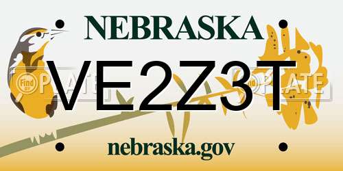 VE2Z3T Nebraska License Plate
