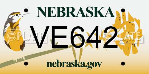 VE642 Nebraska License Plate