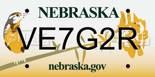 VE7G2R Nebraska License Plate