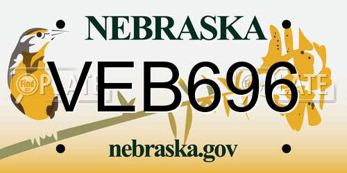 VEB696 Nebraska License Plate