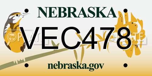 VEC478 Nebraska License Plate