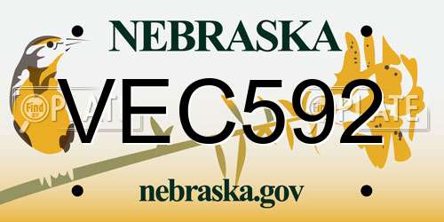 VEC592 Nebraska License Plate