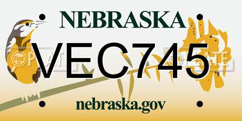VEC745 Nebraska License Plate
