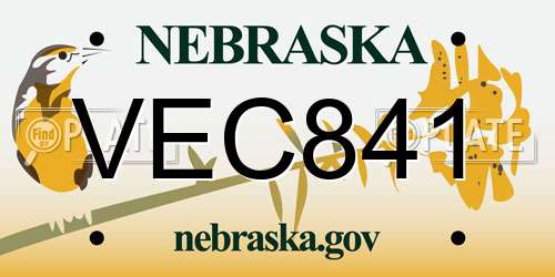 VEC841 Nebraska License Plate