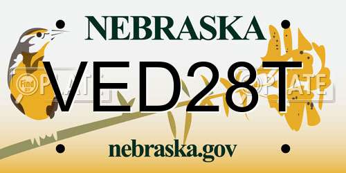 VED28T Nebraska License Plate