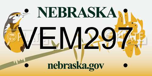 VEM297 Nebraska License Plate