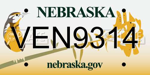 VEN9314 Nebraska License Plate