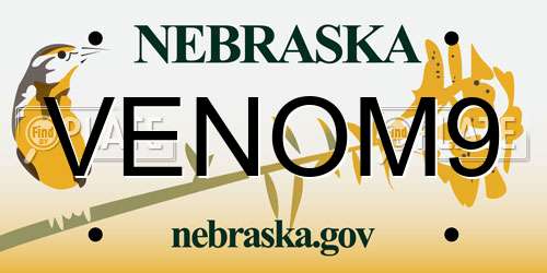 VENOM9 Nebraska License Plate