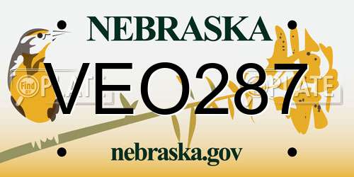 VEO287 Nebraska License Plate