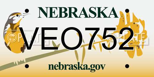 VEO752 Nebraska License Plate