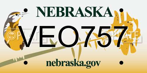 VEO757 Nebraska License Plate