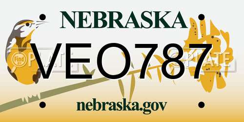 VEO787 Nebraska License Plate